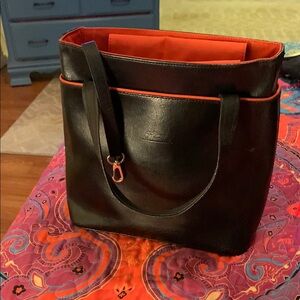 Longchamp Black and Orange Totes with Versatile Design